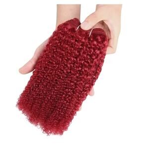 Kinky Weave Curly Hair Brazilian Human Weave Bundle Burgandy Remy 12" Extension